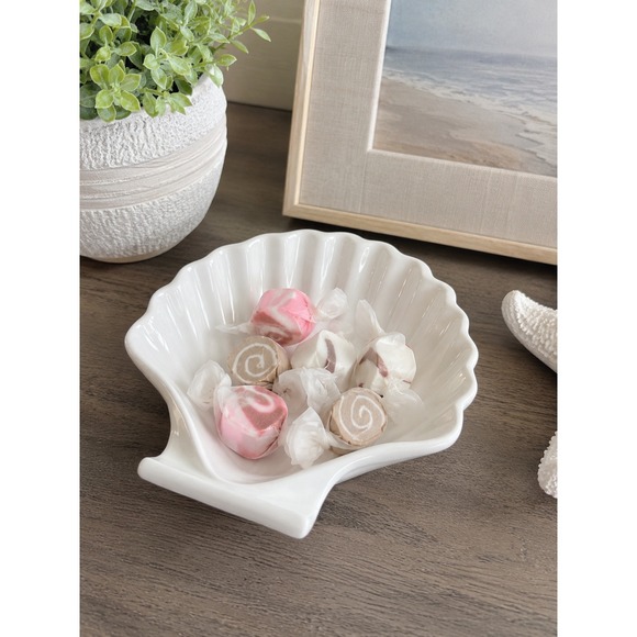 Other - Oven Proof White Ceramic Seashell Trinket Candy Dish Coastal Beach Decor 6.5"‎